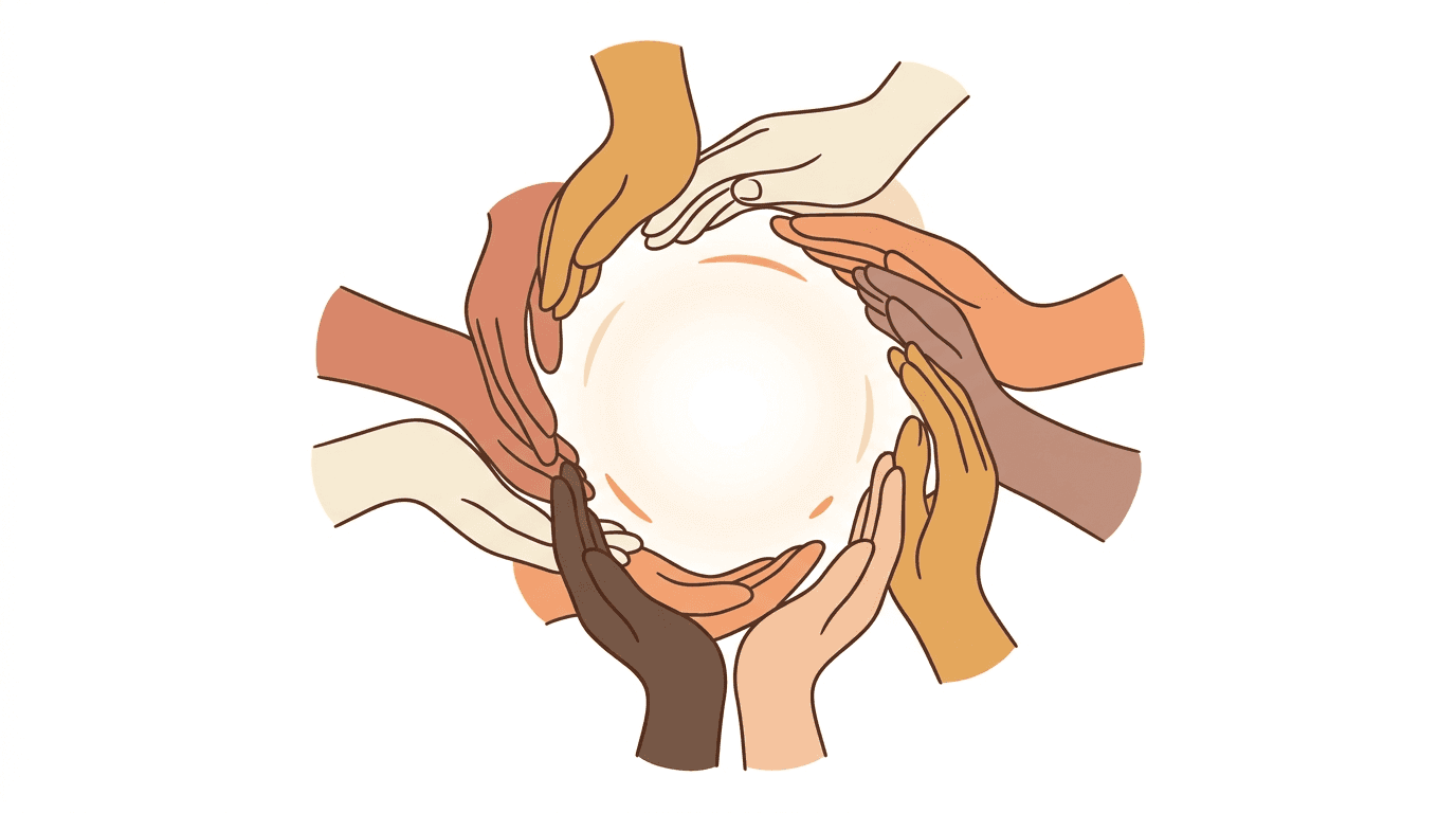 Hands of Ubuntu – hands together in community and sharing